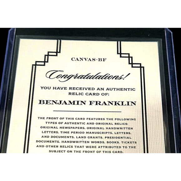Authentic Benjamin Franklin Handwriting Relic on Canvas Piece of History - Picture 3 of 4